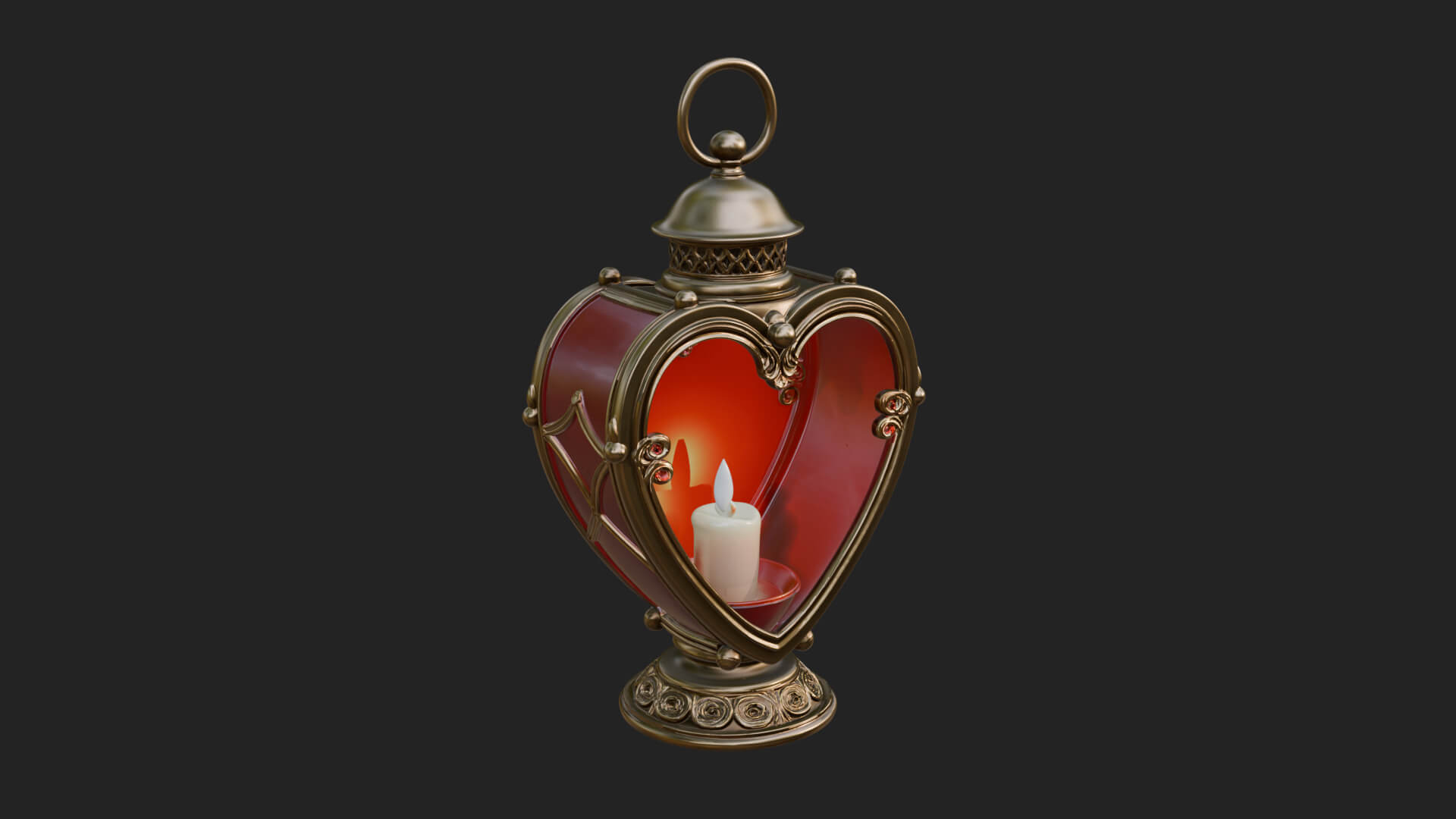 Heart Glass Candle Lantern Model Design 4 3D Print Model 3D Model