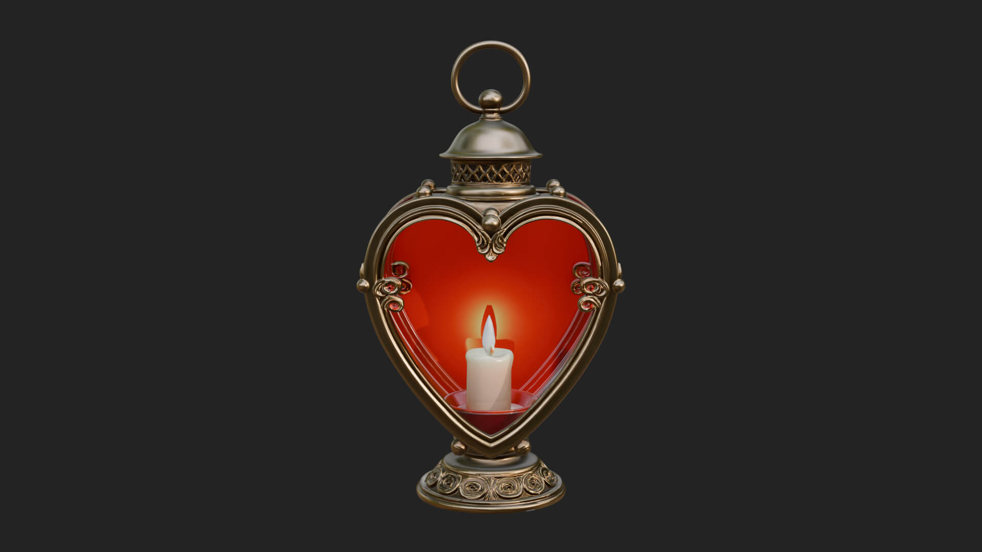 Heart Glass Candle Lantern Model Design 4 3D Print Model 3D Model