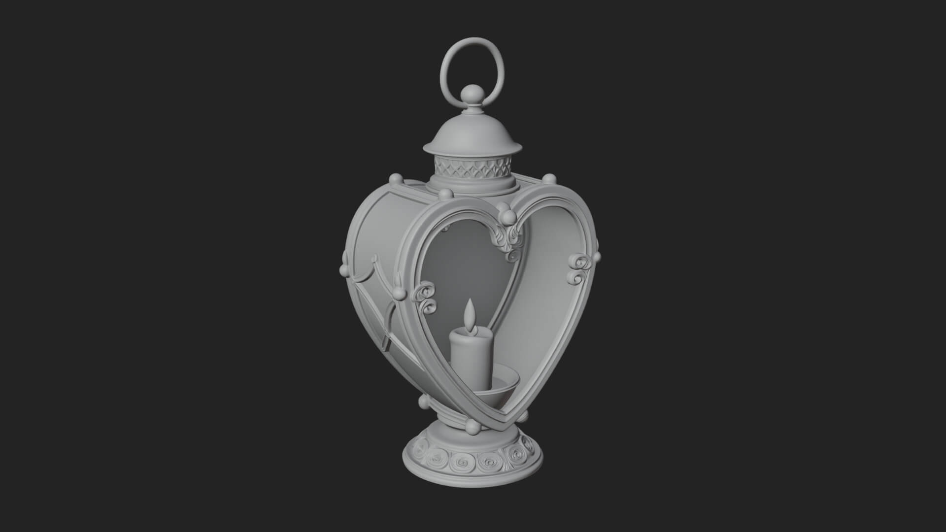 Heart Glass Candle Lantern Model Design 4 3D Print Model 3D Model