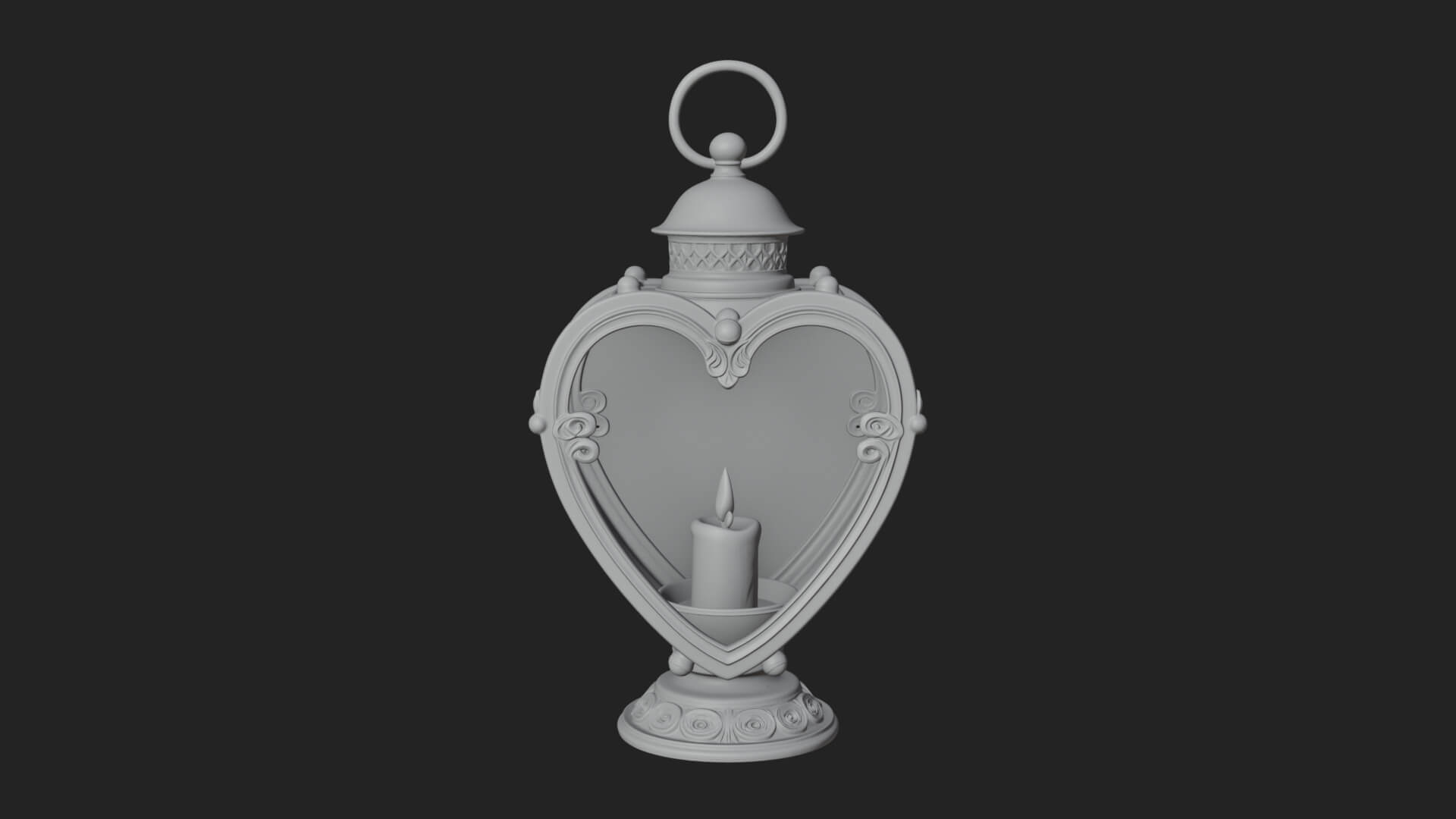 Heart Glass Candle Lantern Model Design 4 3D Print Model 3D Model