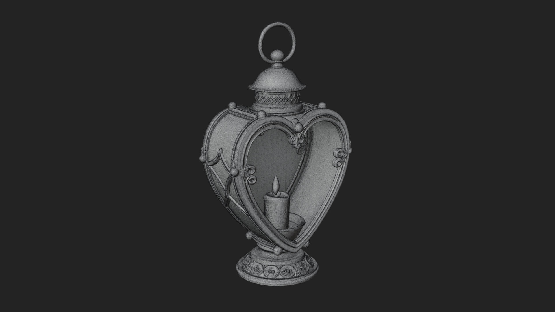 Heart Glass Candle Lantern Model Design 4 3D Print Model 3D Model