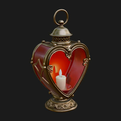Heart Glass Candle Lantern Model Design 4 3D Print Model