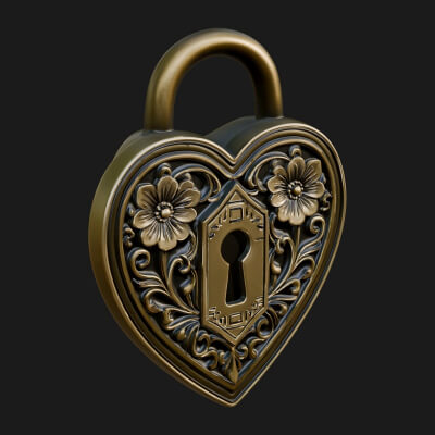 Heart Padlock Ornament Design 1 3D Print Model
