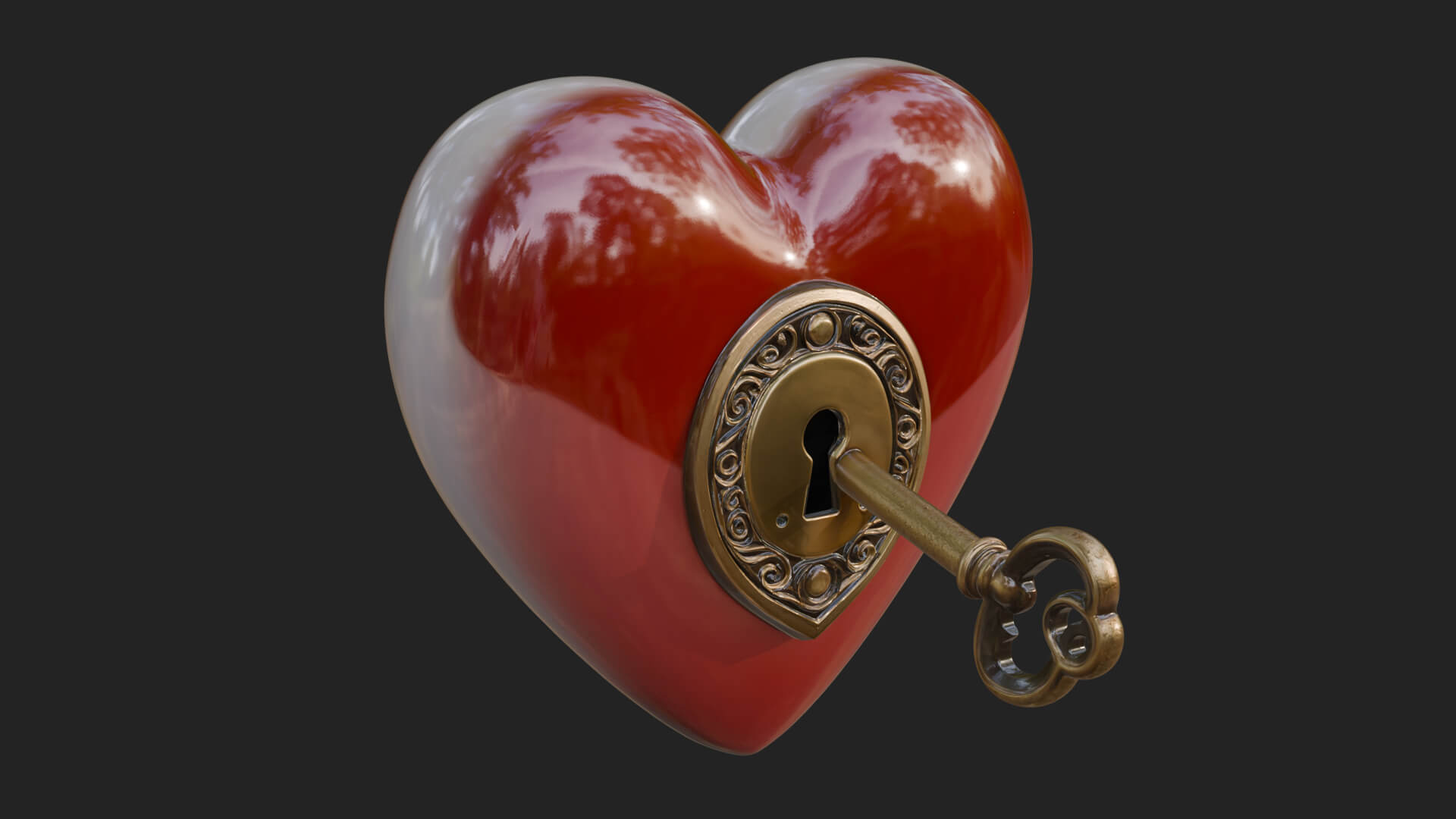 Heart Padlock Ornament Design 10 3D Print Model 3D Model