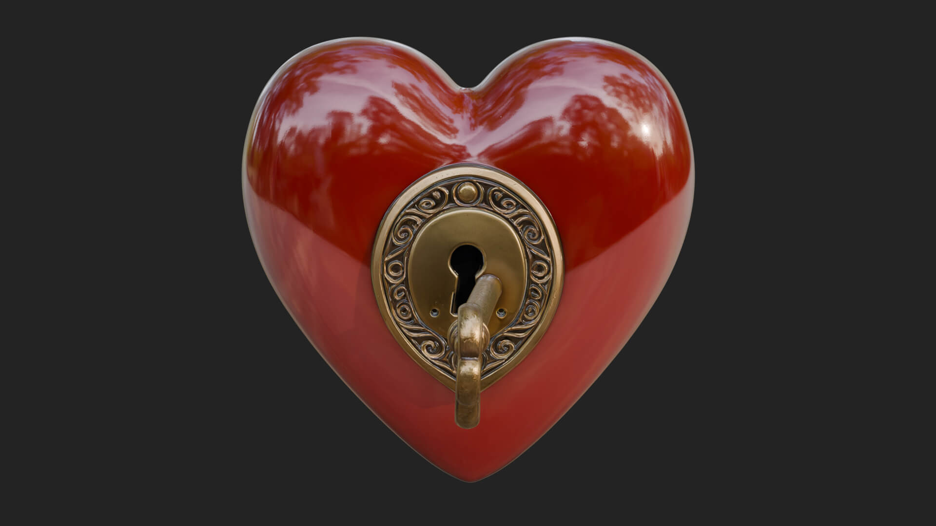Heart Padlock Ornament Design 10 3D Print Model 3D Model