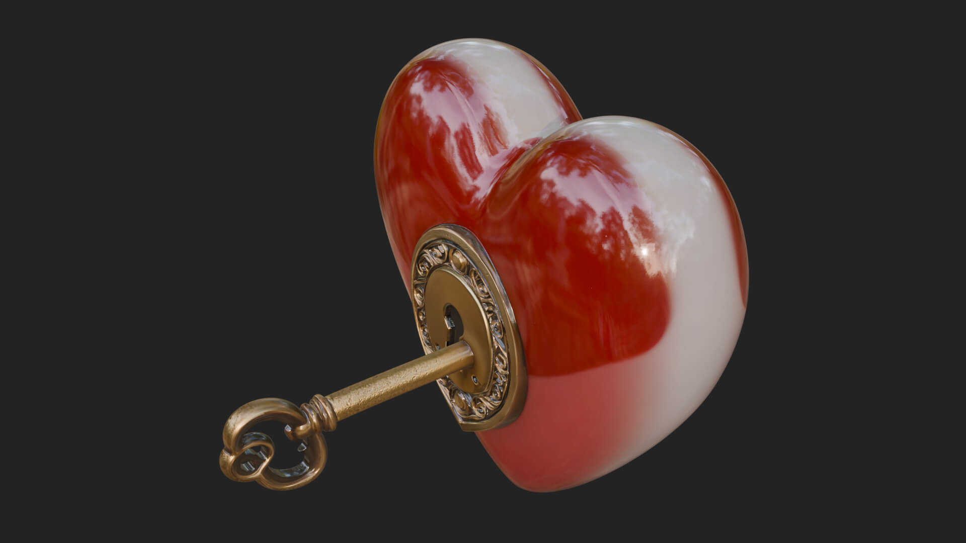 Heart Padlock Ornament Design 10 3D Print Model 3D Model