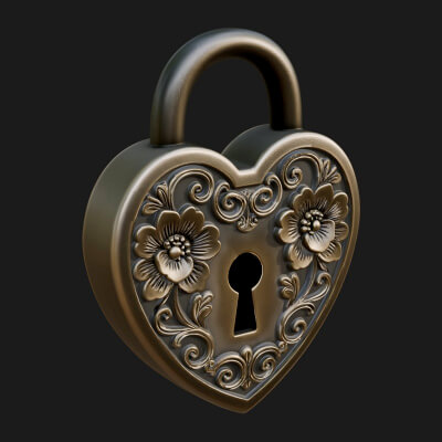 Heart Padlock Ornament Design 2 3D Print Model