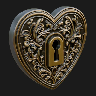 Heart Padlock Ornament Design 3 3D Print Model