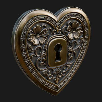Heart Padlock Ornament Design 5 3D Print Model