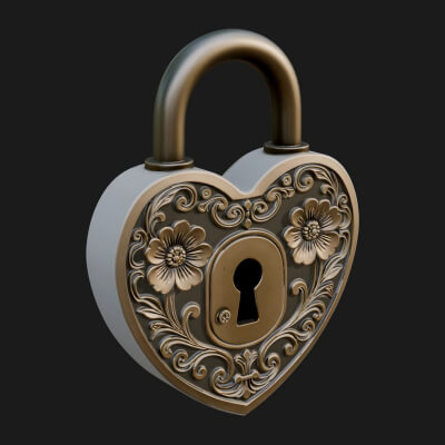 Heart Padlock Ornament Design 6 3D Print Model