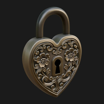 Heart Padlock Ornament Design 7 3D Print Model