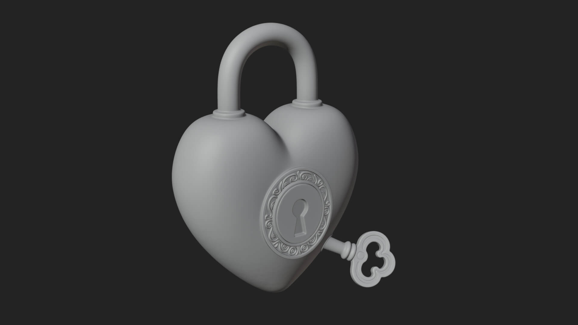 Heart Padlock Ornament Design 8 3D Print Model 3D Model