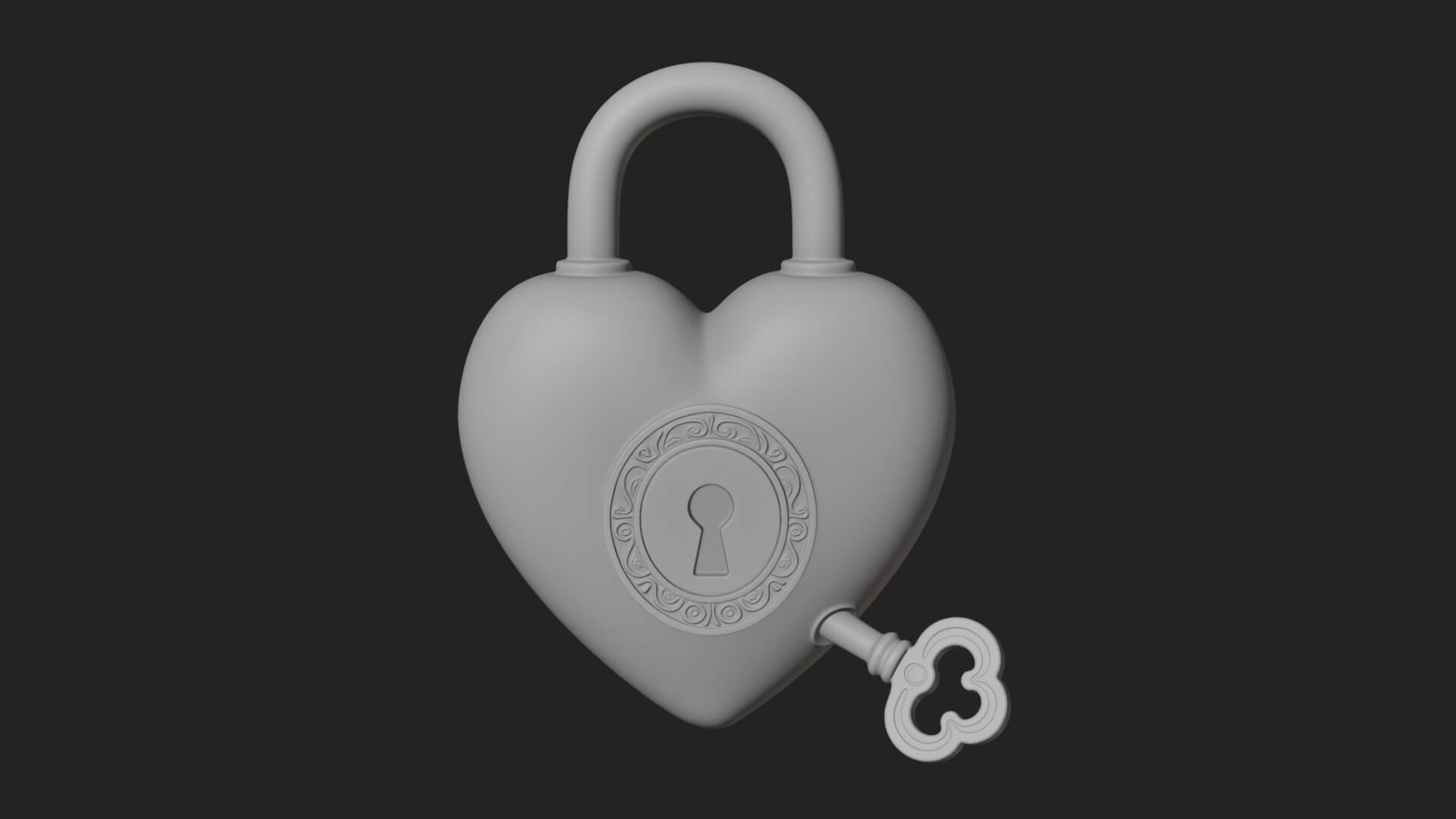 Heart Padlock Ornament Design 8 3D Print Model 3D Model