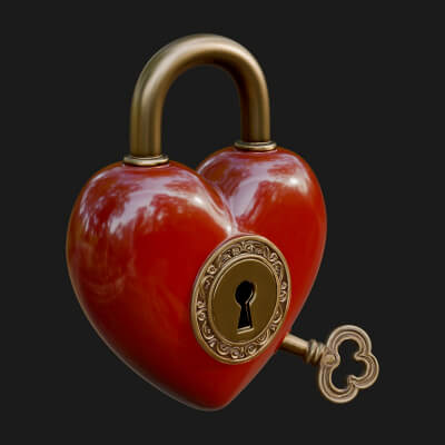 Heart Padlock Ornament Design 8 3D Print Model