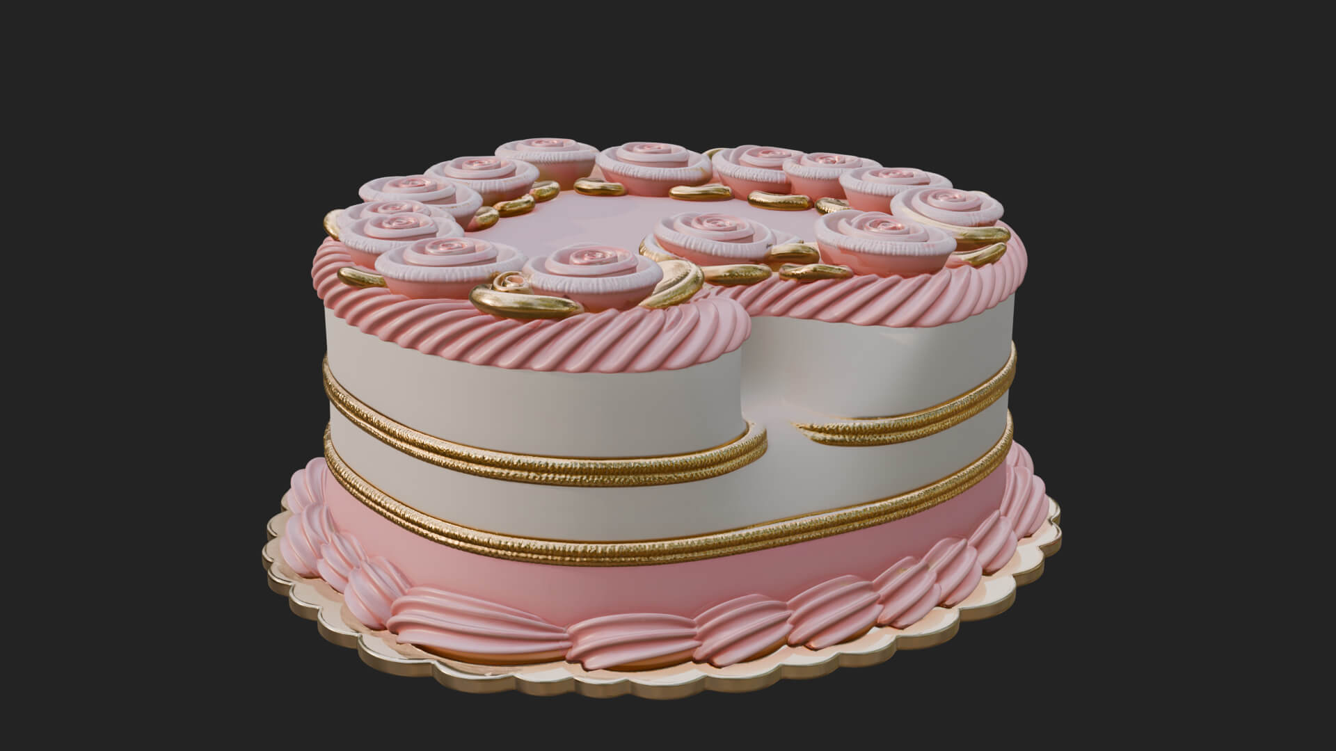 Heart-Shaped Layer Cake Model Design 1 3D Print Model 3D Model