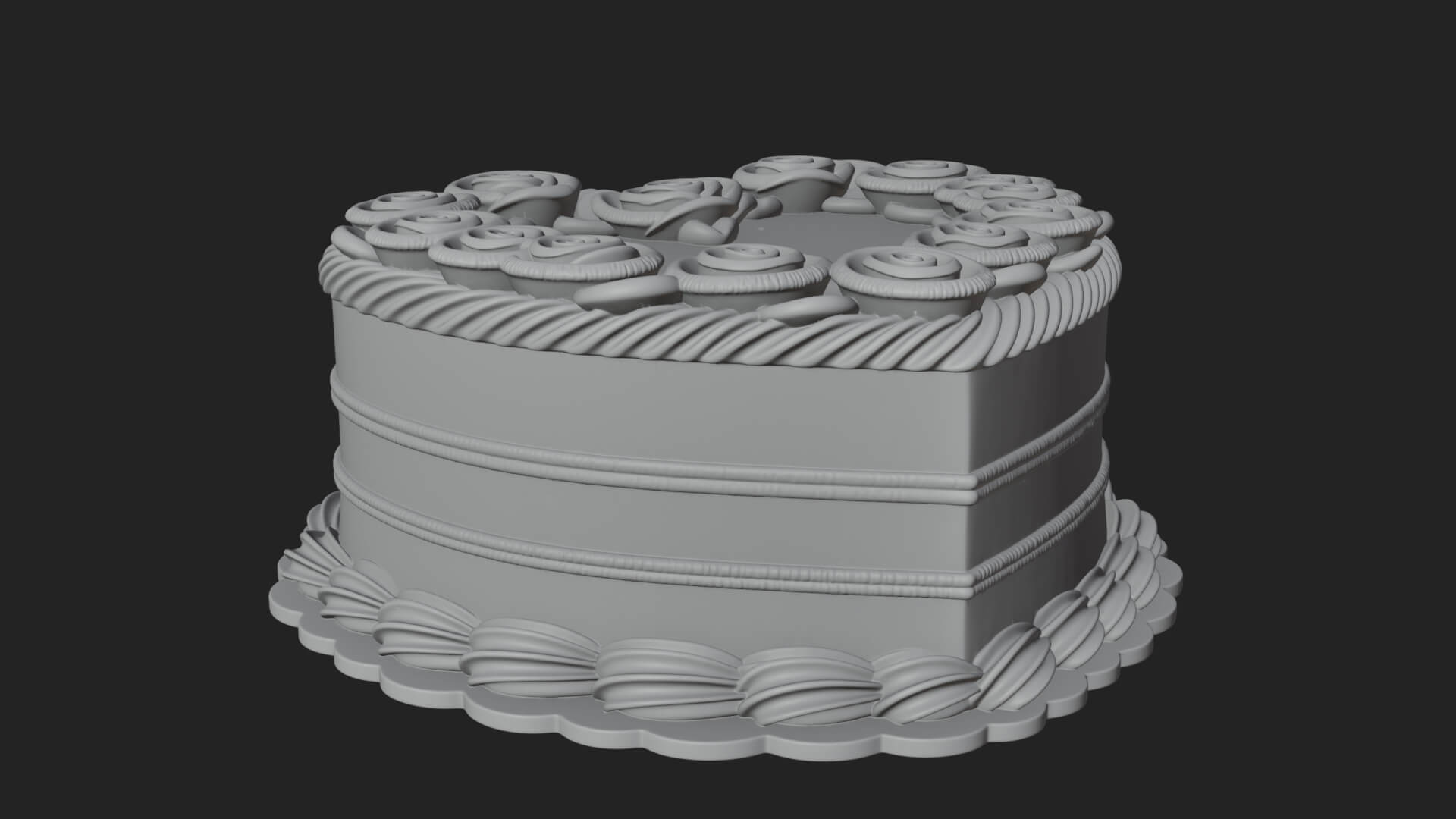 Heart-Shaped Layer Cake Model Design 1 3D Print Model 3D Model