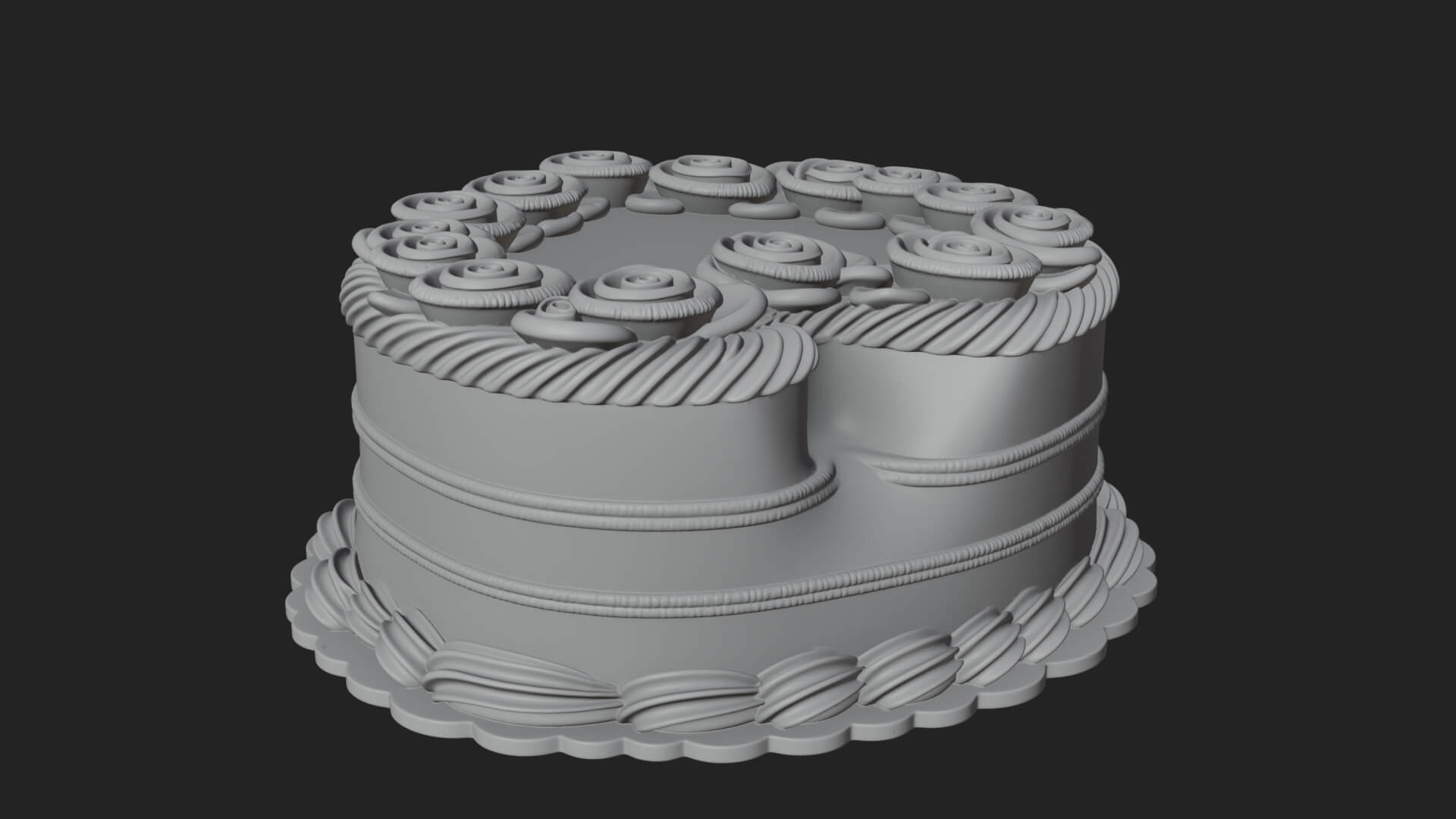 Heart-Shaped Layer Cake Model Design 1 3D Print Model 3D Model