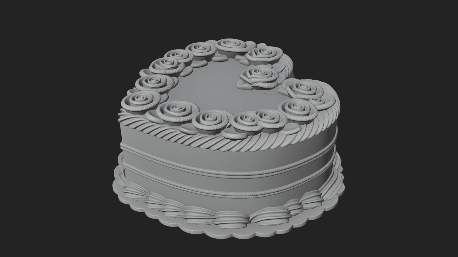 Heart-Shaped Layer Cake Model Design 1 3D Print Model 3D Model