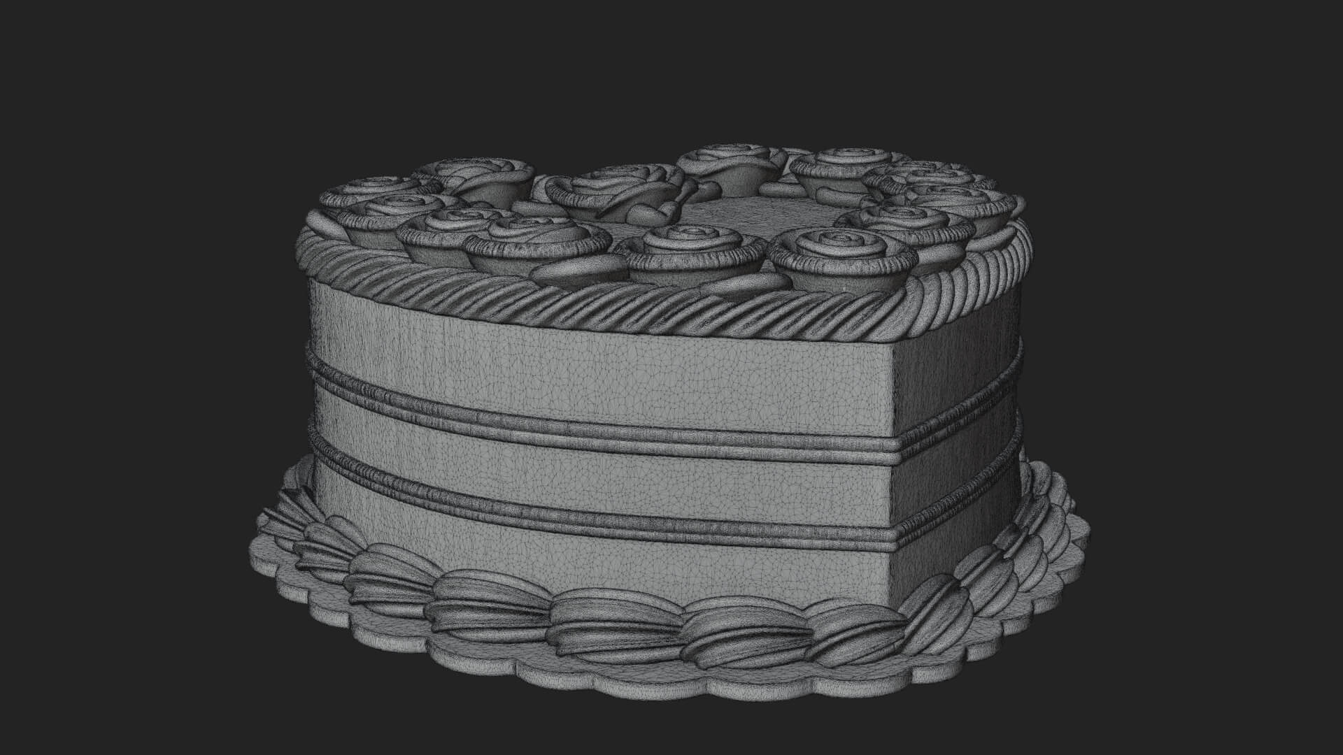 Heart-Shaped Layer Cake Model Design 1 3D Print Model 3D Model