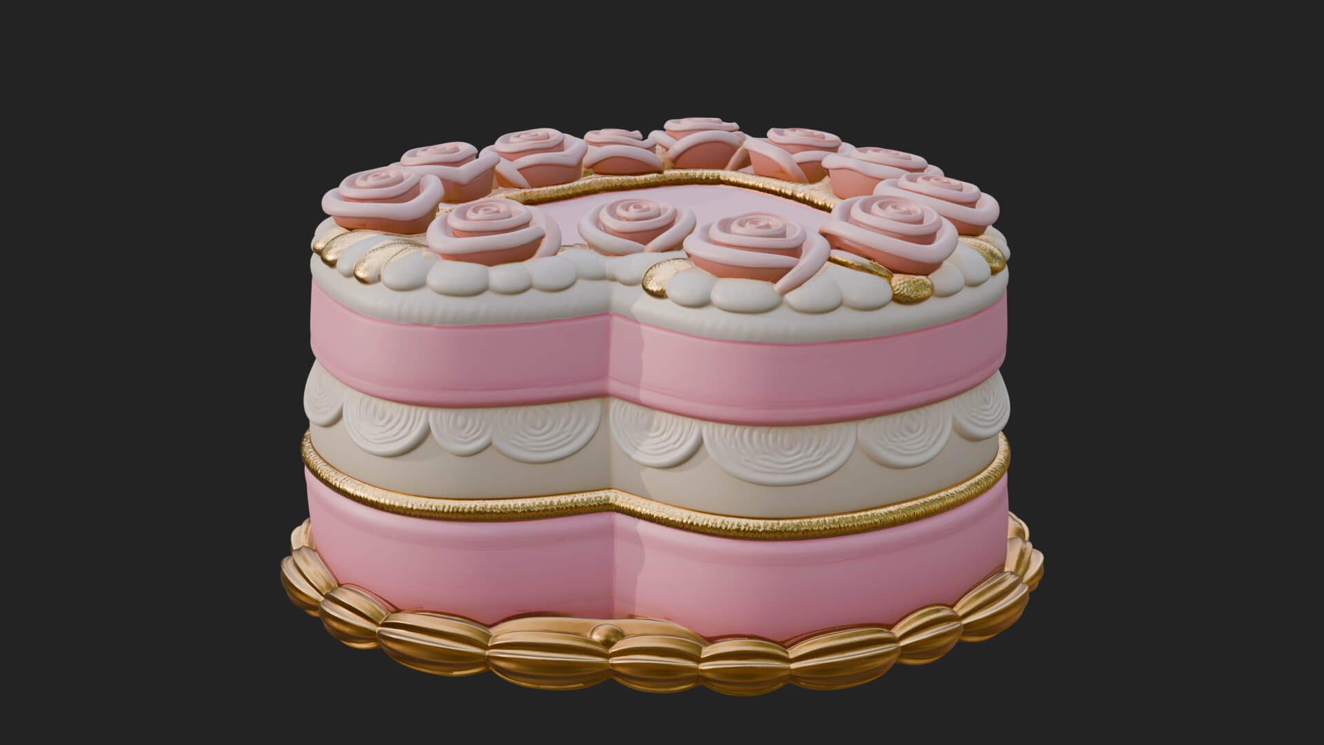 Heart Shaped Layer Cake Model Design 2 3D Print Model 3D Model