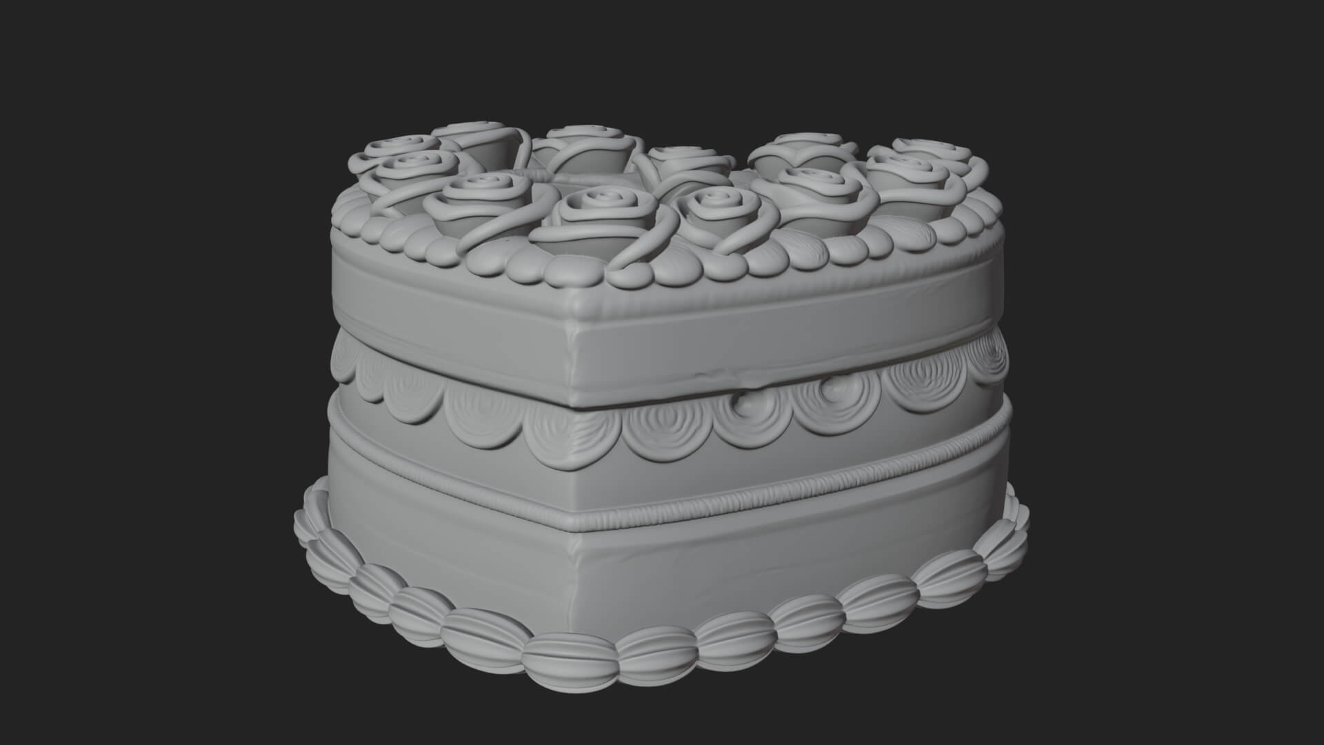 Heart Shaped Layer Cake Model Design 2 3D Print Model 3D Model