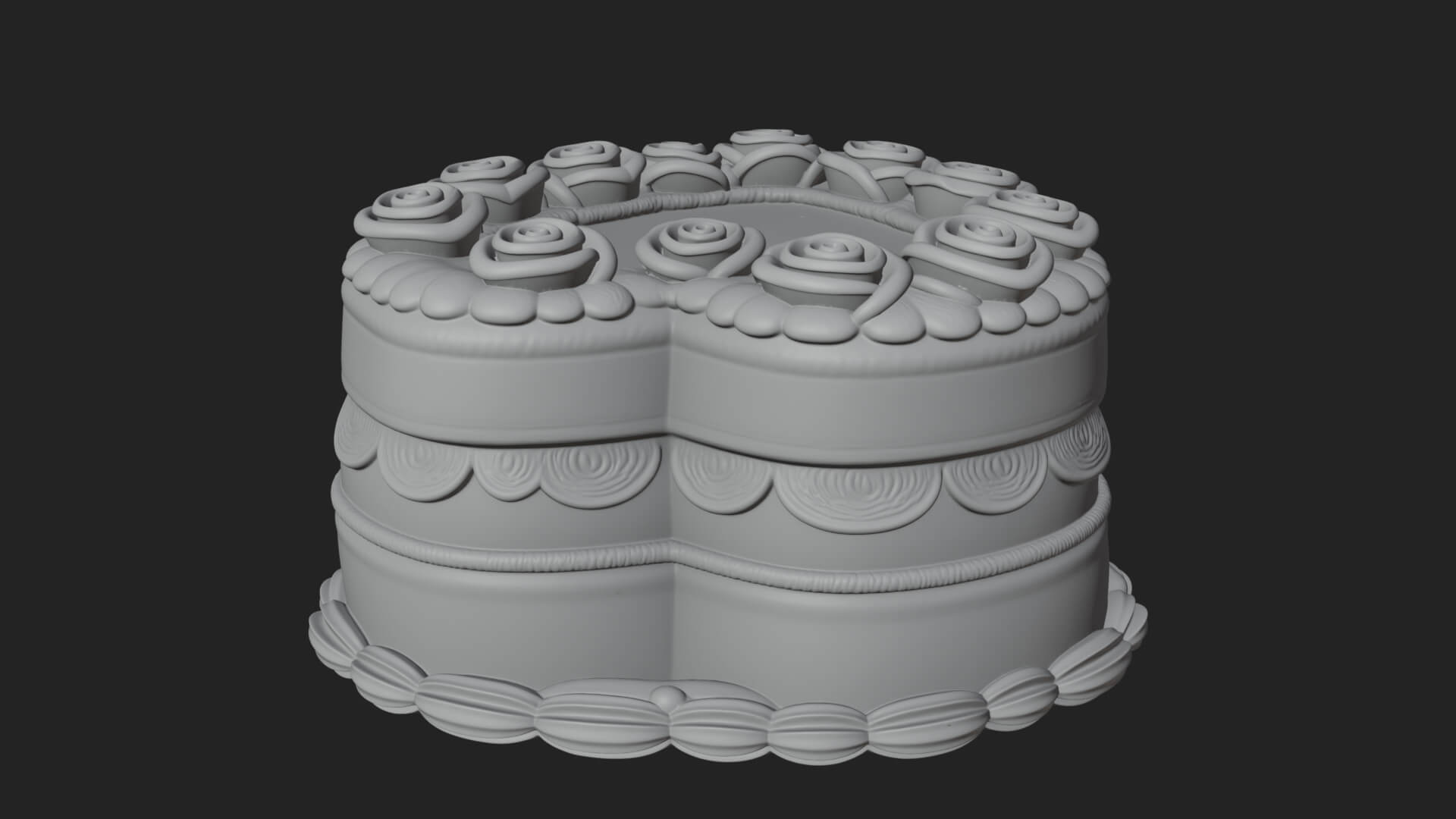 Heart Shaped Layer Cake Model Design 2 3D Print Model 3D Model