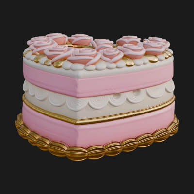 Heart Shaped Layer Cake Model Design 2 3D Print Model