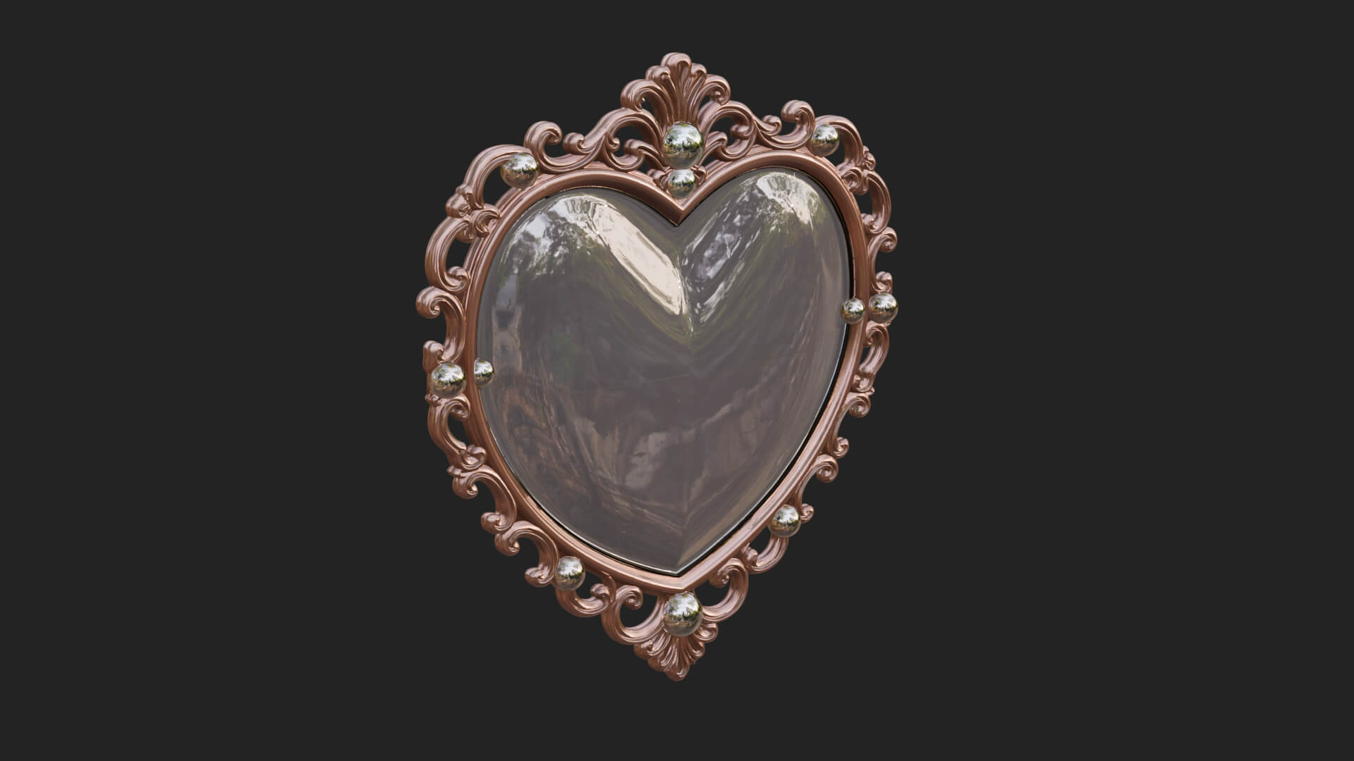 Heart Shaped Mirror Ornament Design 1 3D Print Model 3D Model