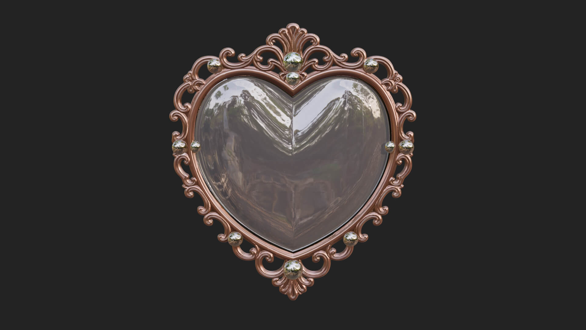Heart Shaped Mirror Ornament Design 1 3D Print Model 3D Model
