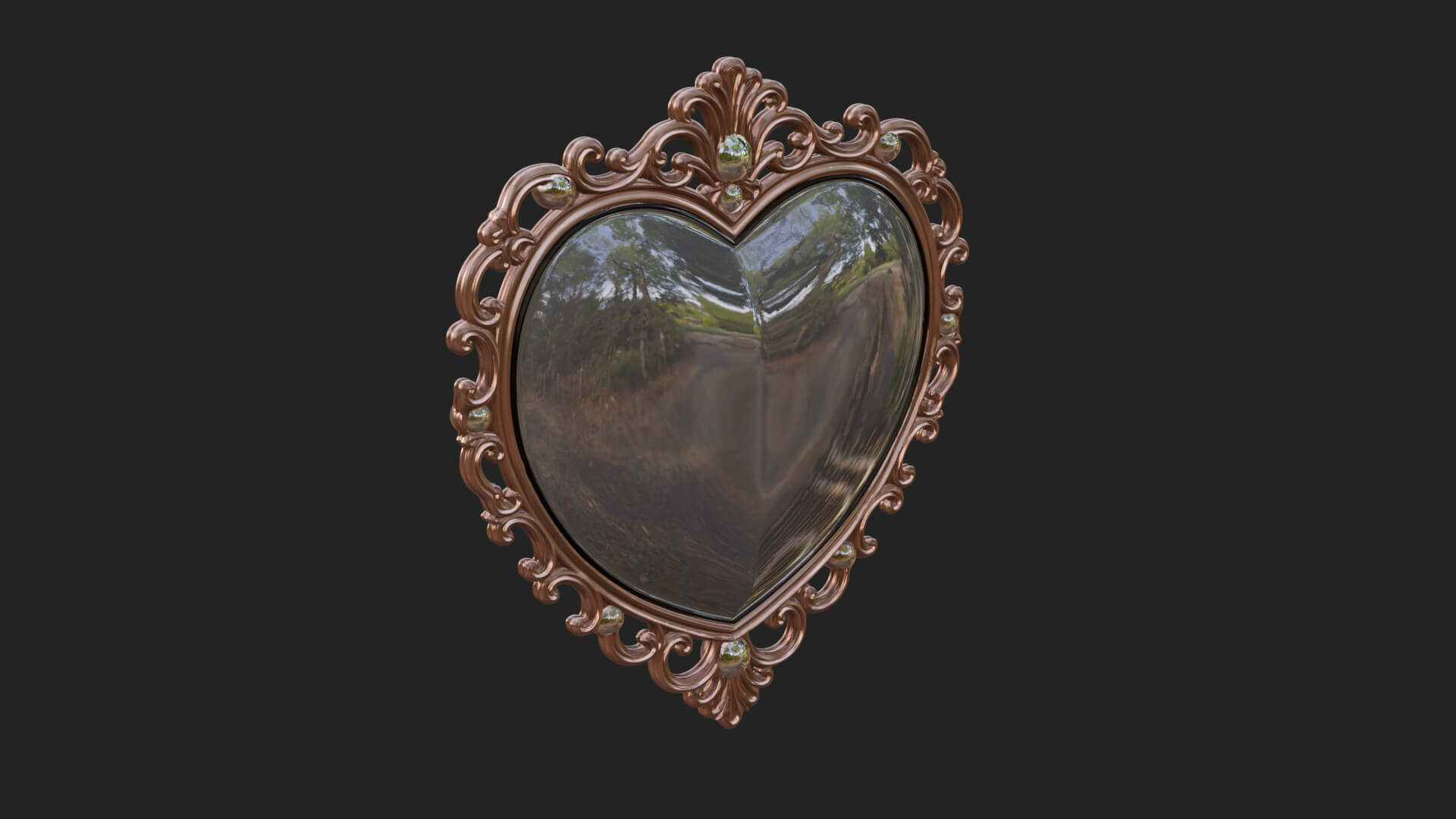 Heart Shaped Mirror Ornament Design 1 3D Print Model 3D Model