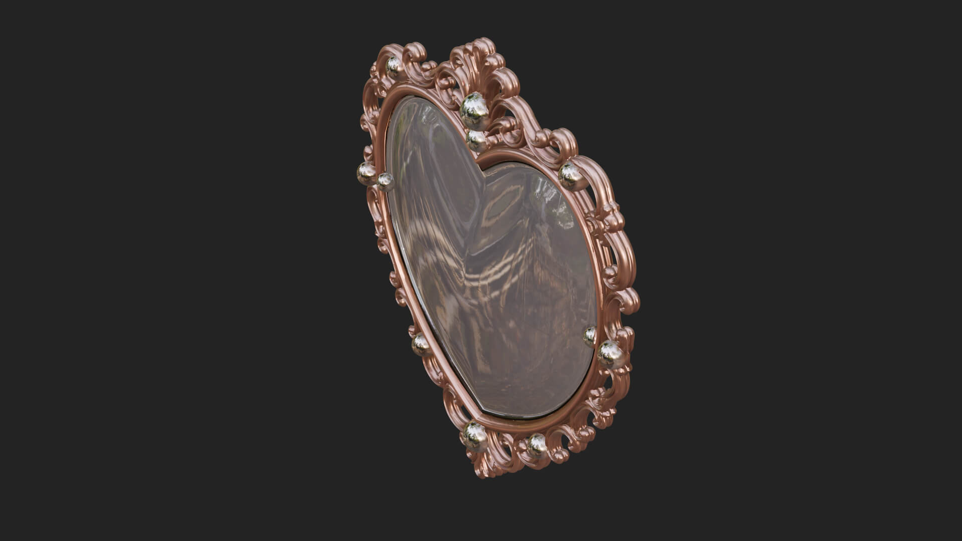 Heart Shaped Mirror Ornament Design 1 3D Print Model 3D Model
