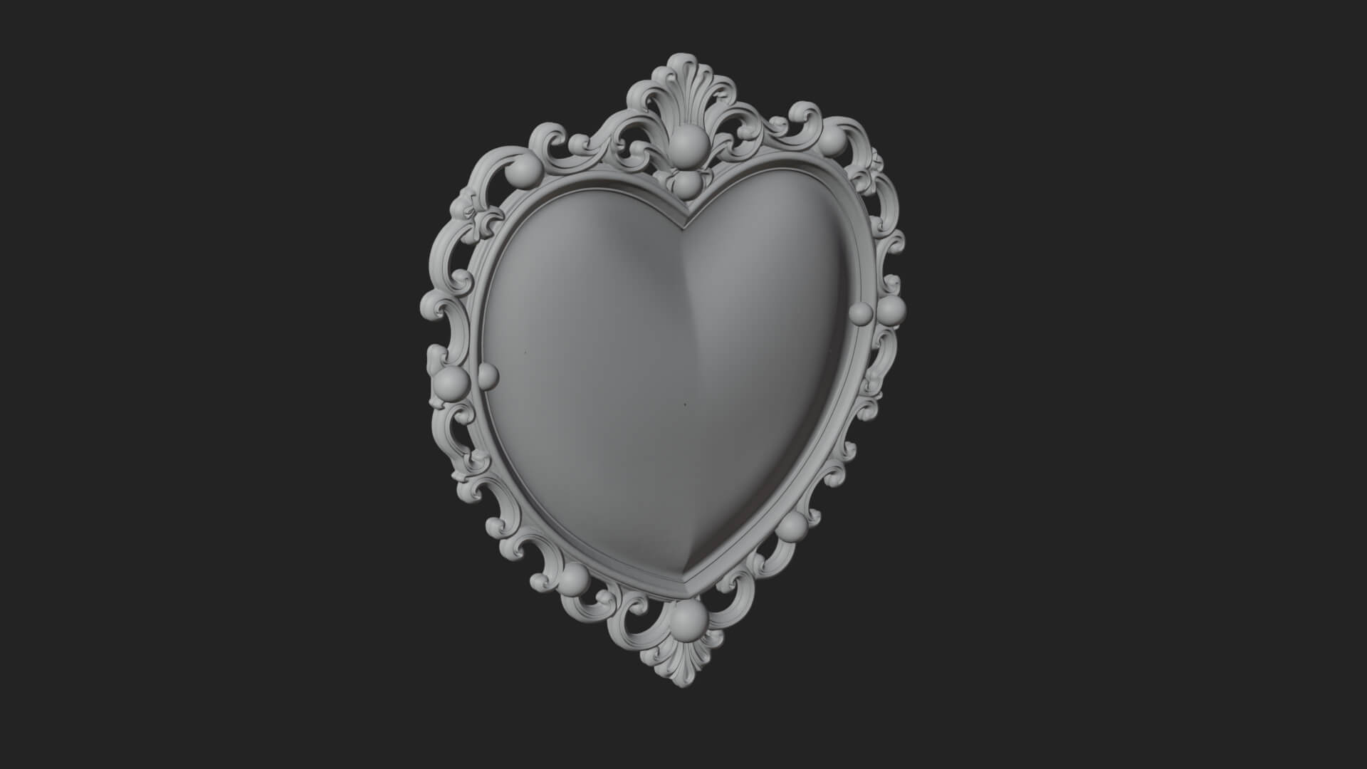 Heart Shaped Mirror Ornament Design 1 3D Print Model 3D Model