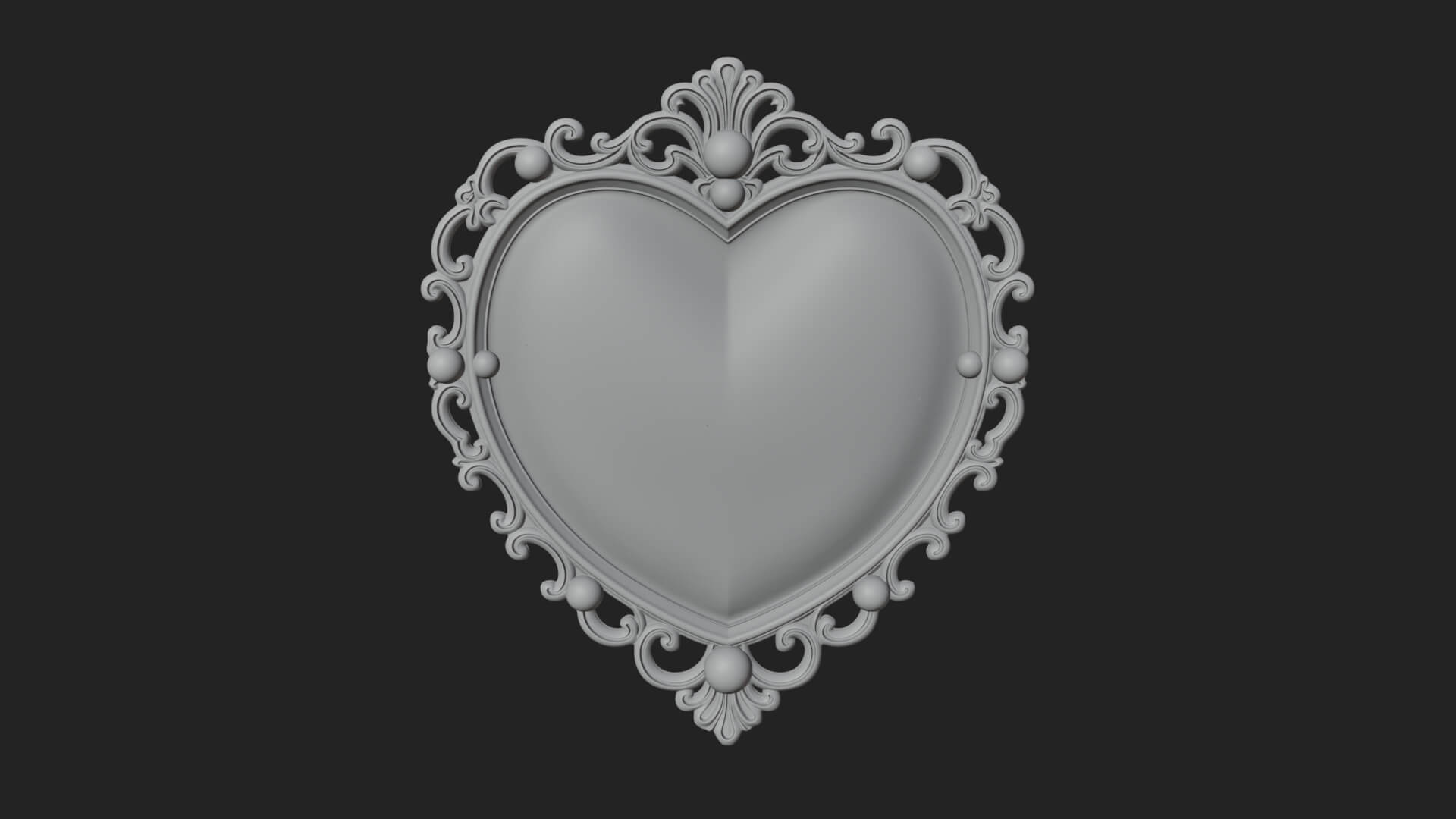 Heart Shaped Mirror Ornament Design 1 3D Print Model 3D Model