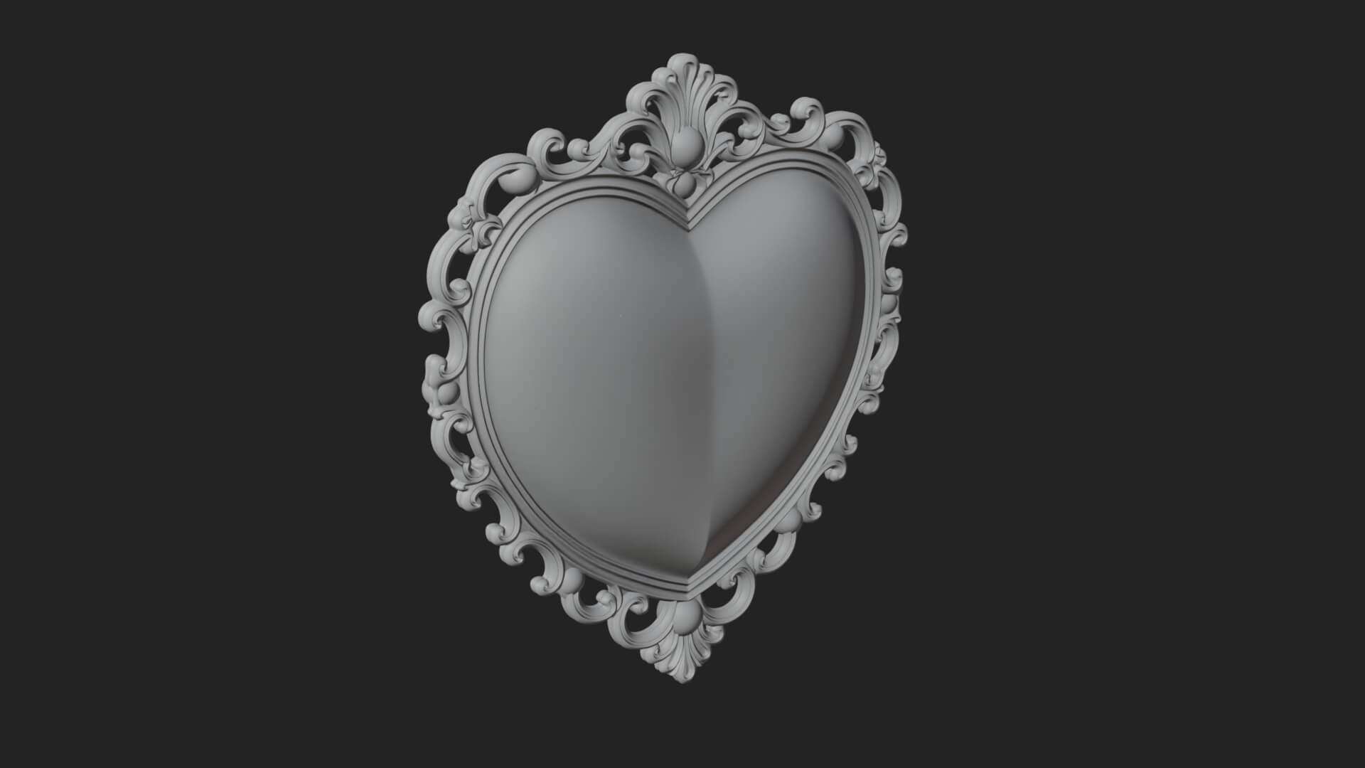 Heart Shaped Mirror Ornament Design 1 3D Print Model 3D Model