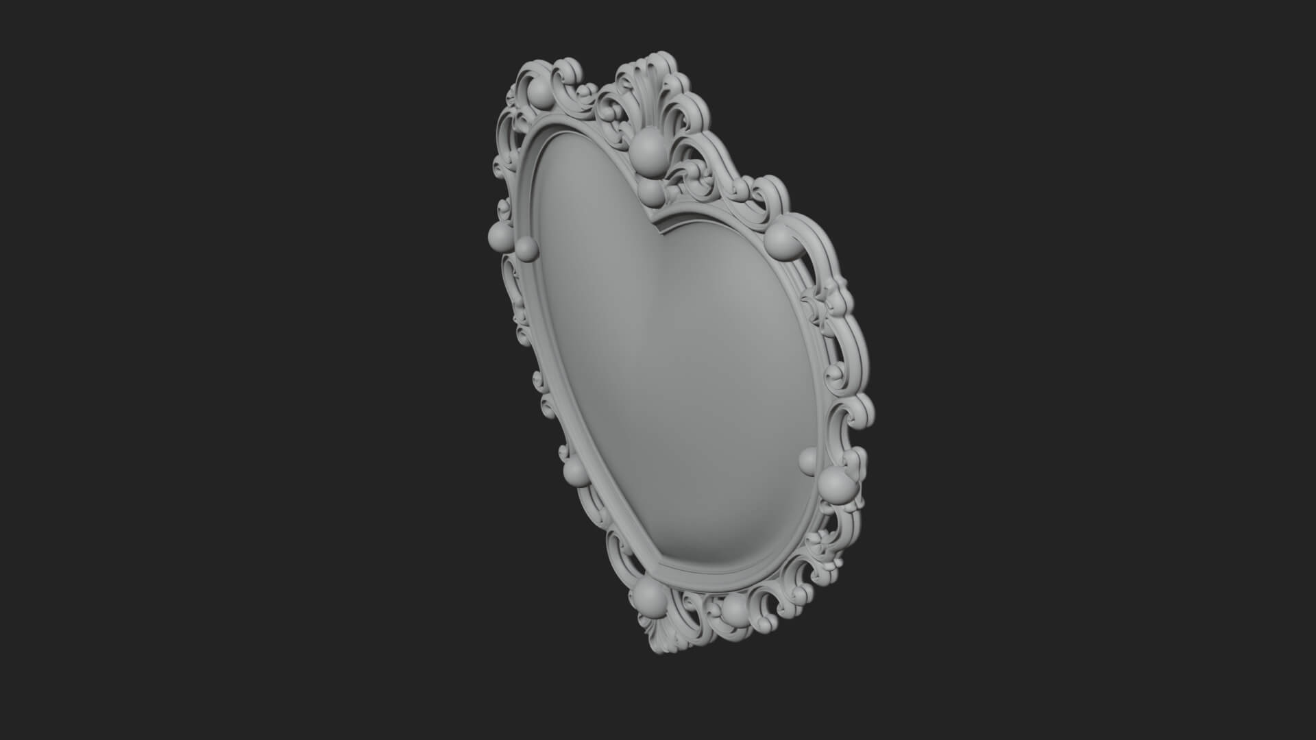 Heart Shaped Mirror Ornament Design 1 3D Print Model 3D Model
