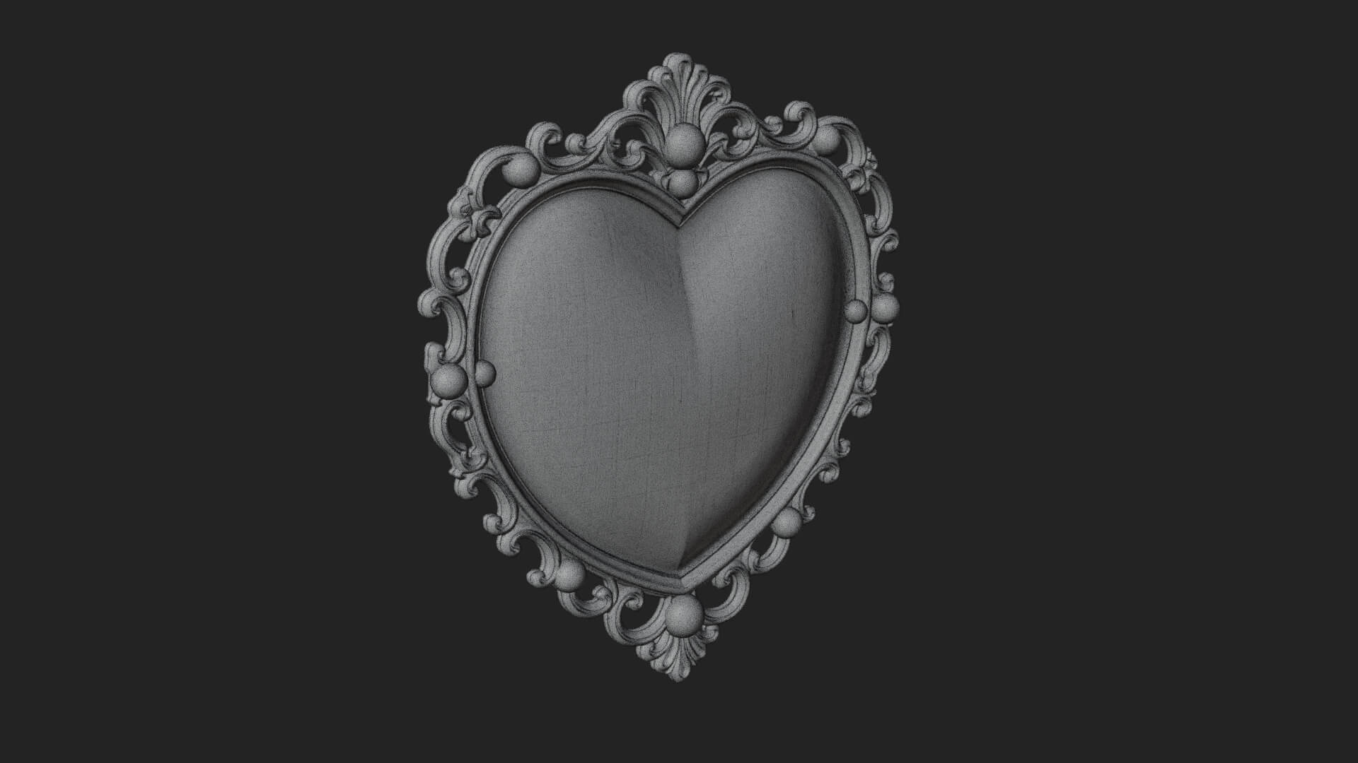Heart Shaped Mirror Ornament Design 1 3D Print Model 3D Model