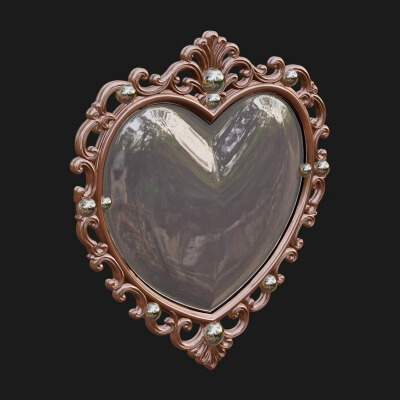 Heart Shaped Mirror Ornament Design 1 3D Print Model