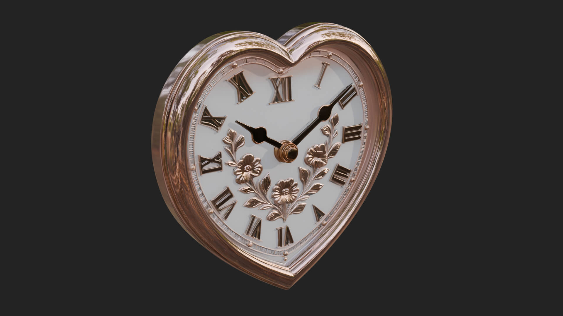 Heart Shaped Wall Clock Model Design 2 3D Print Model 3D Model