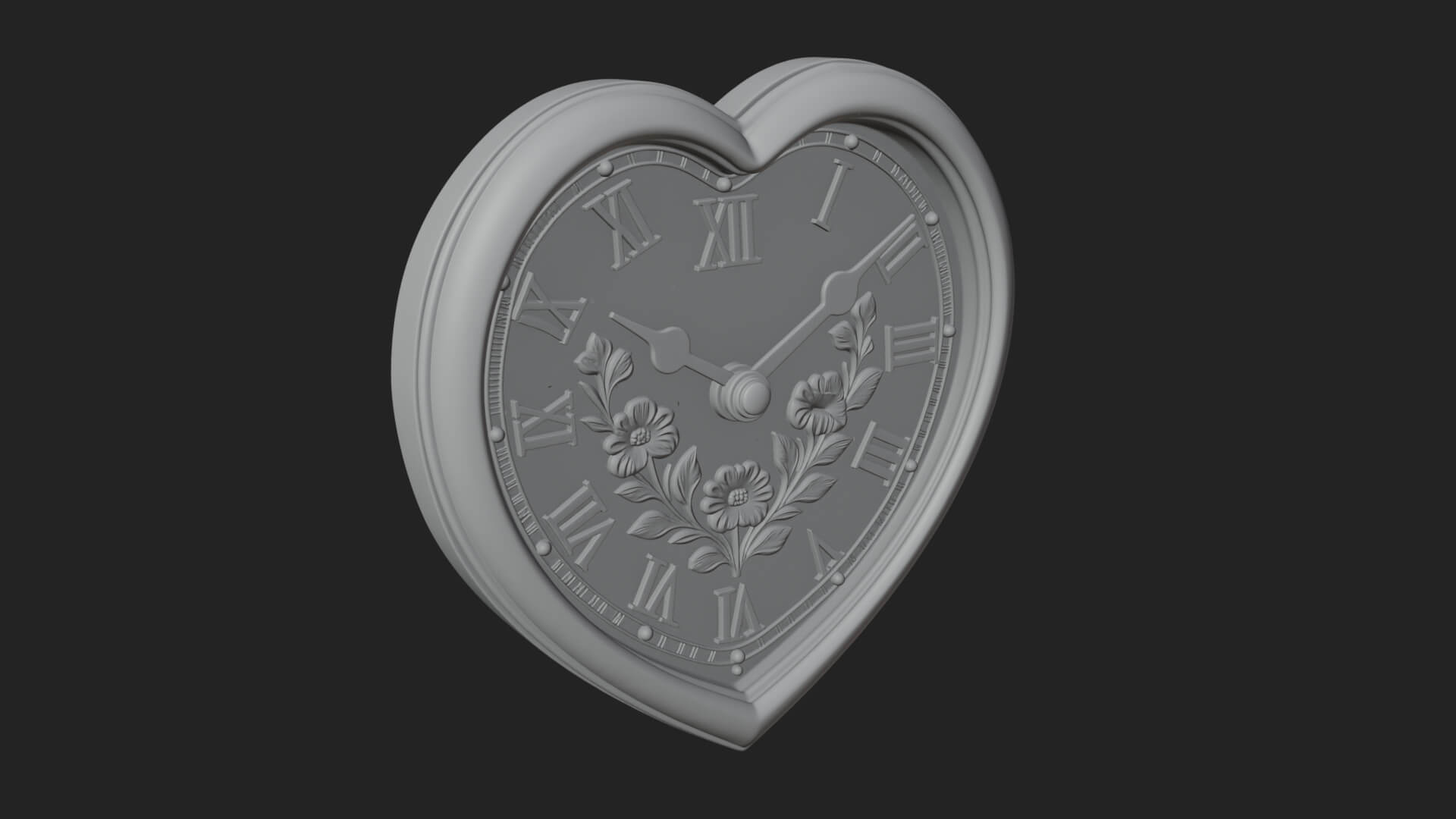 Heart Shaped Wall Clock Model Design 2 3D Print Model 3D Model