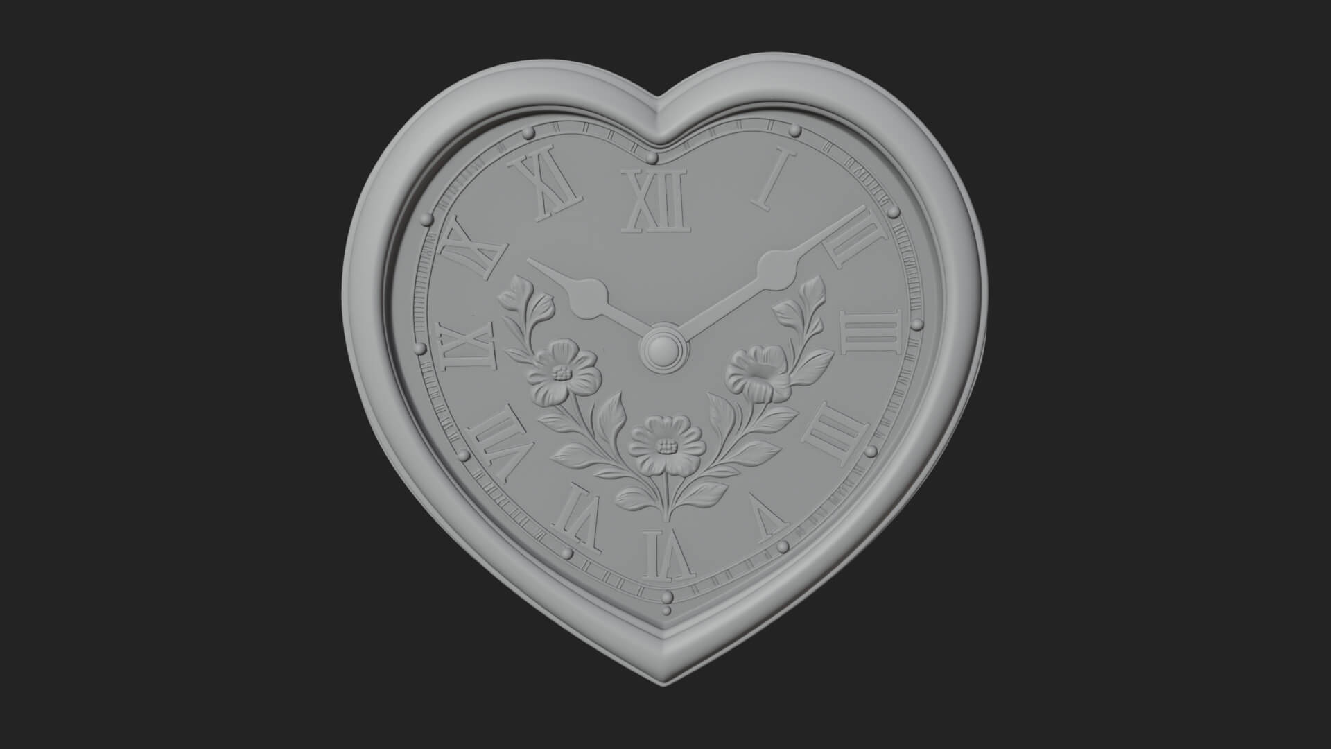 Heart Shaped Wall Clock Model Design 2 3D Print Model 3D Model
