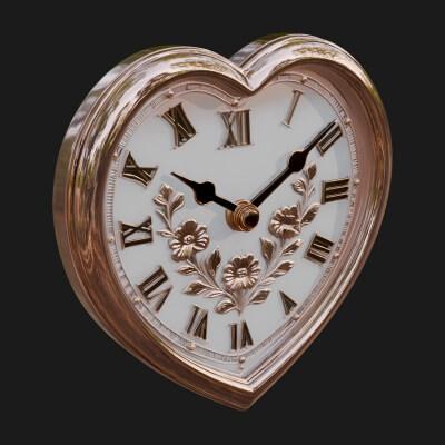 Heart Shaped Wall Clock Model Design 2 3D Print Model