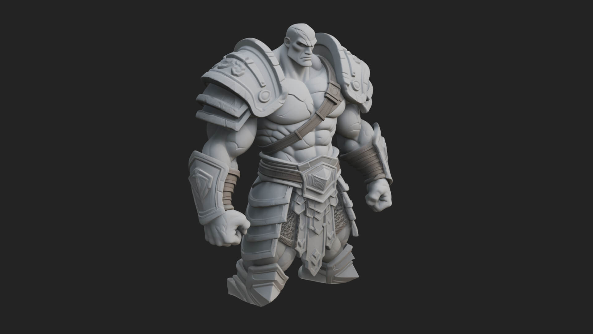 Heavy Armored Brute Statue Design 1 3D Print Model 3D Model