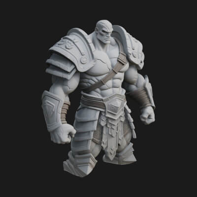 Heavy Armored Brute Statue Design 1 3D Print Model