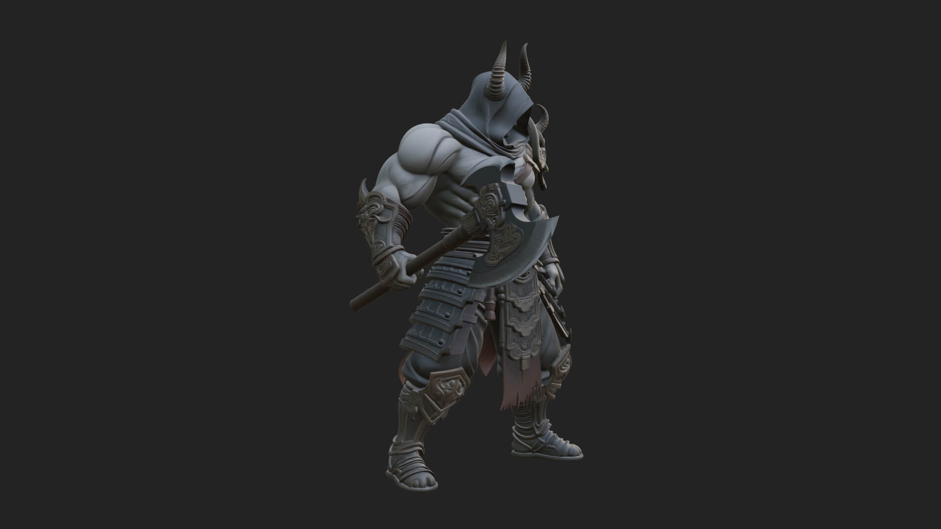 Heavy Armored Brute Statue Design 4 3D Print Model 3D Model