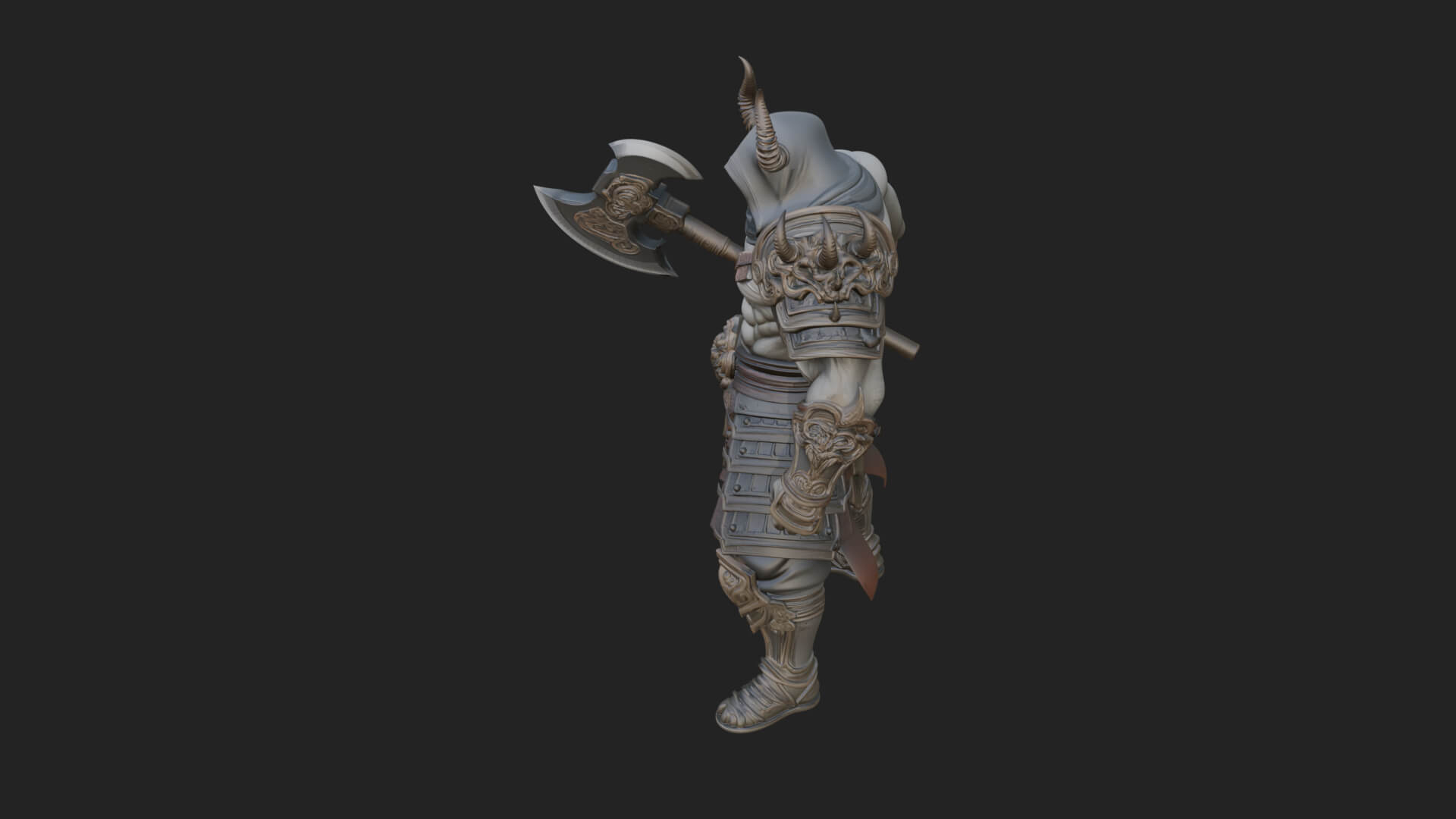 Heavy Armored Brute Statue Design 4 3D Print Model 3D Model