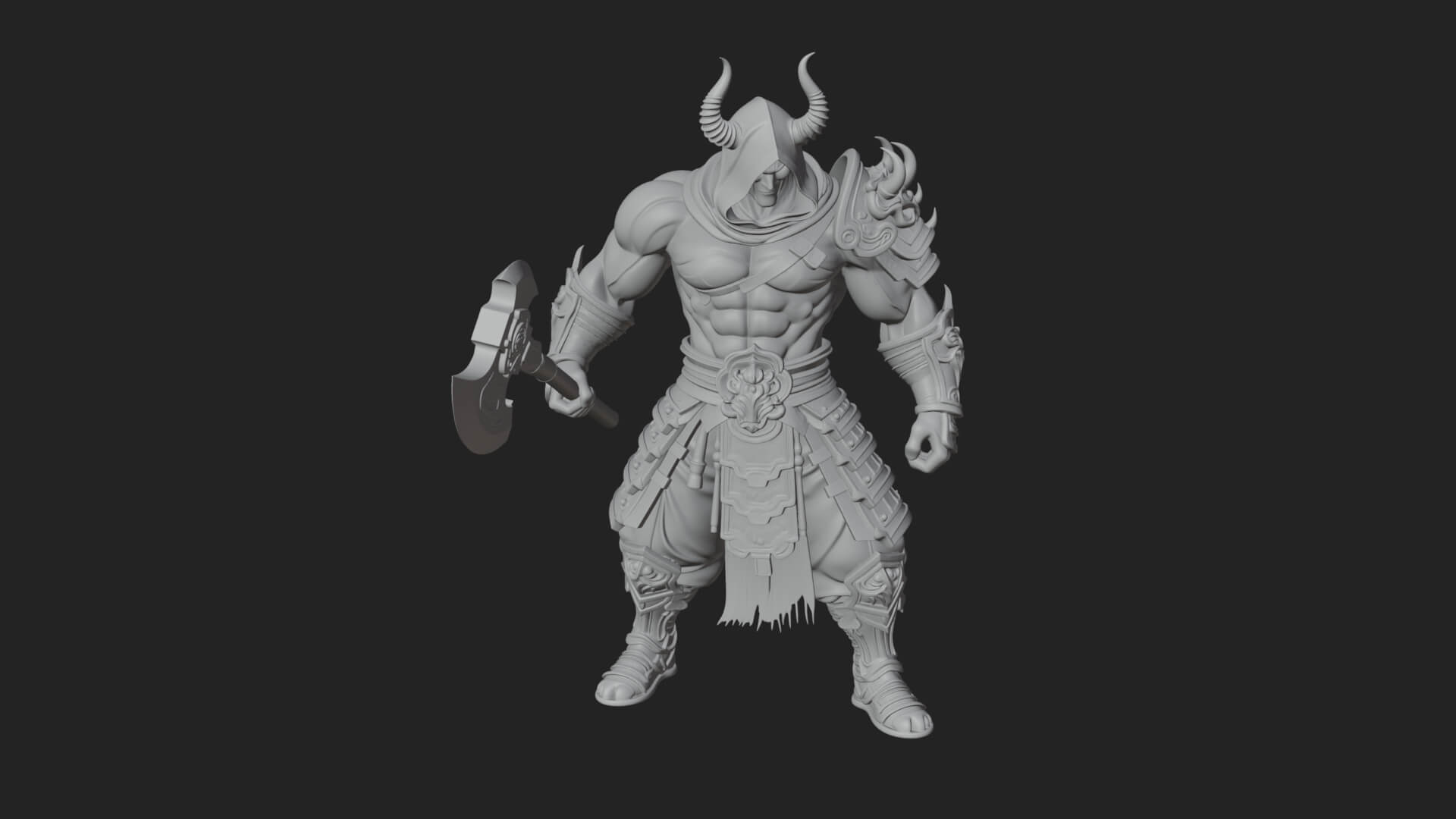 Heavy Armored Brute Statue Design 4 3D Print Model 3D Model