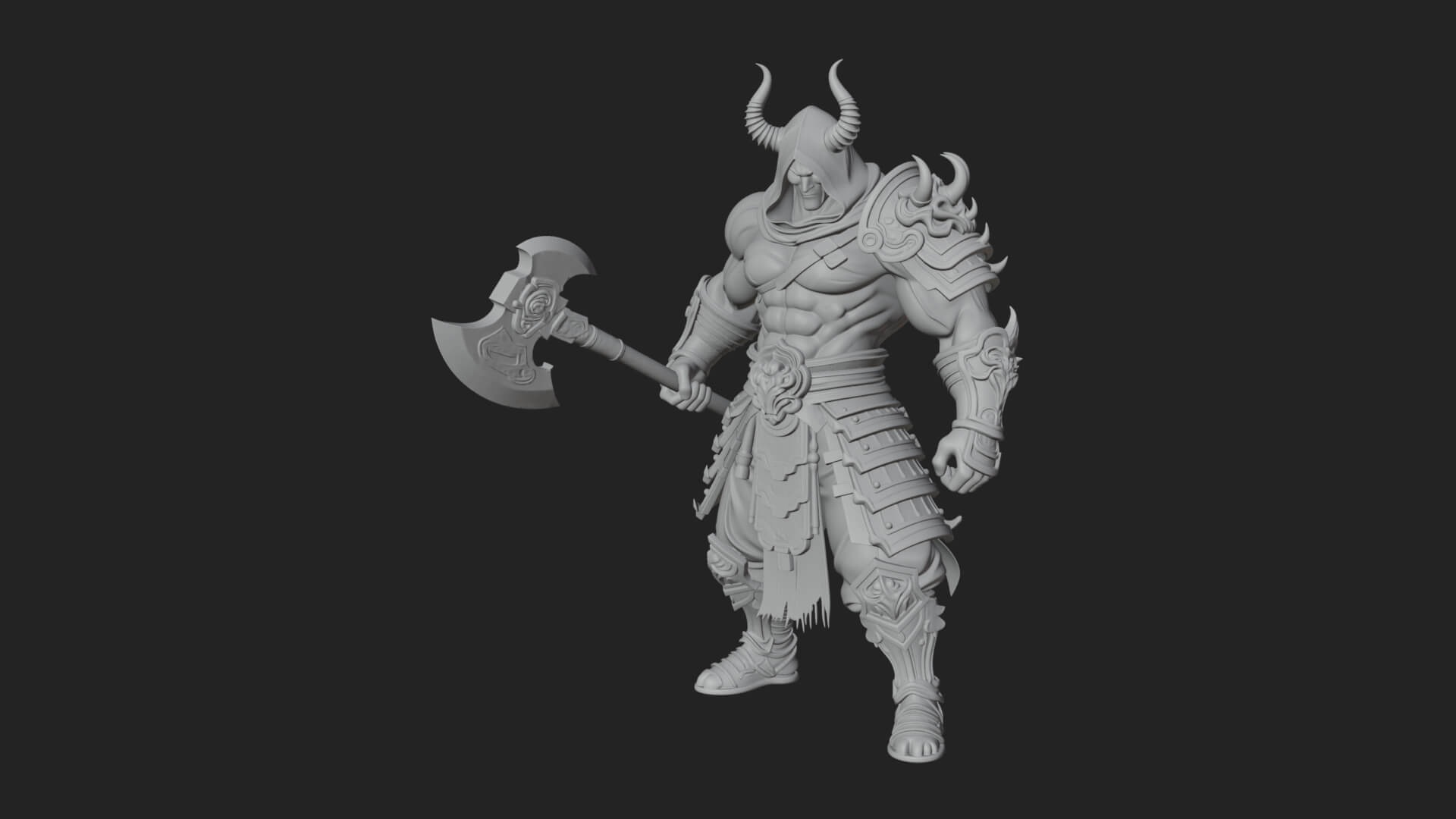 Heavy Armored Brute Statue Design 4 3D Print Model 3D Model