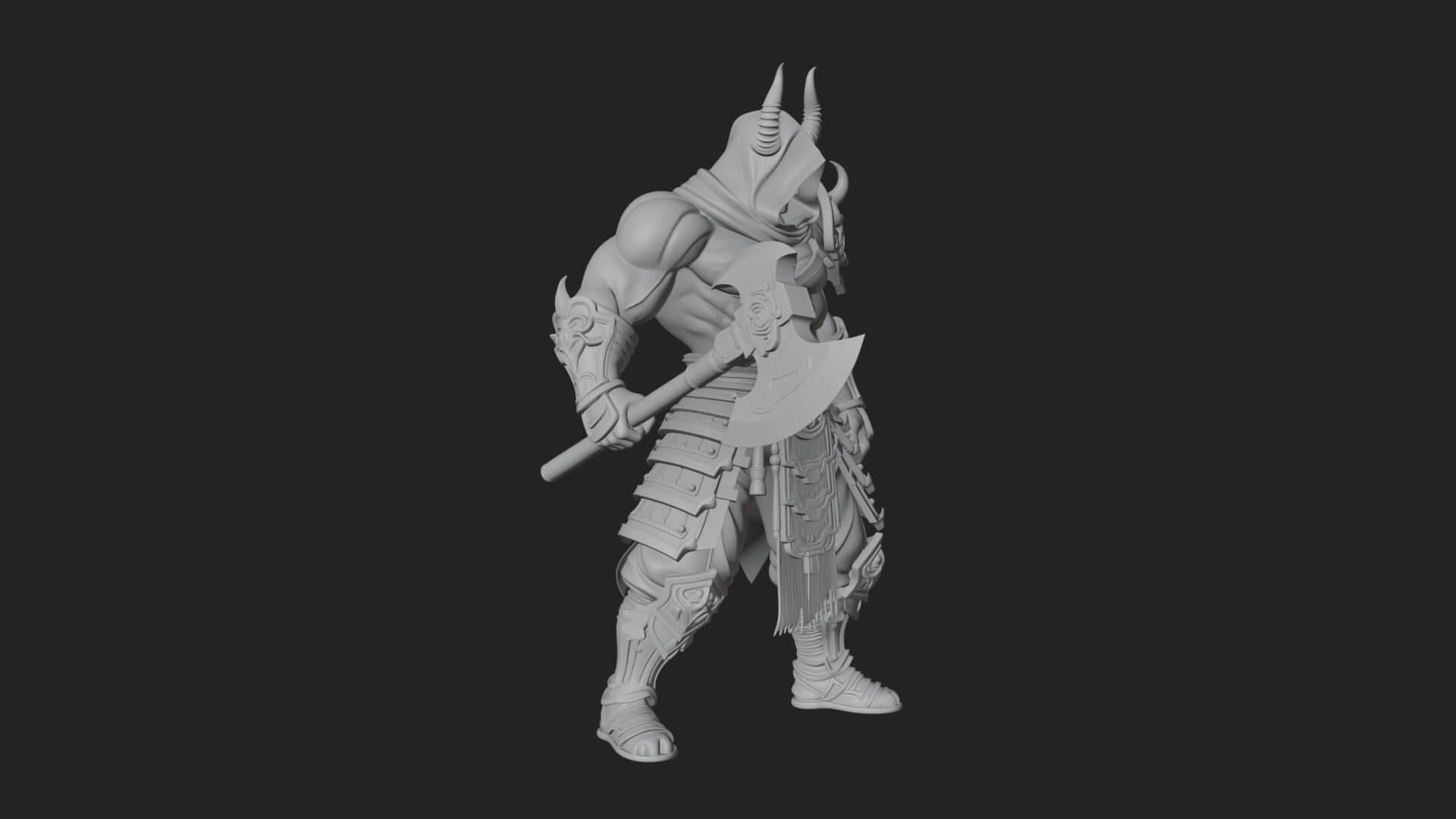 Heavy Armored Brute Statue Design 4 3D Print Model 3D Model