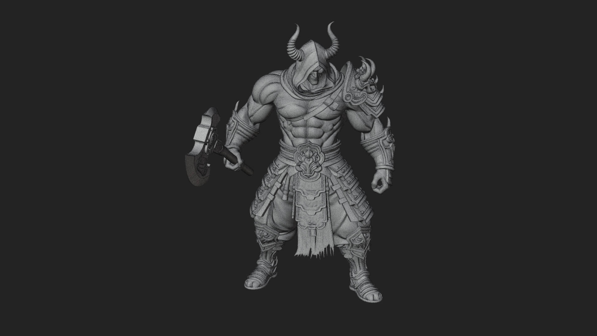 Heavy Armored Brute Statue Design 4 3D Print Model 3D Model