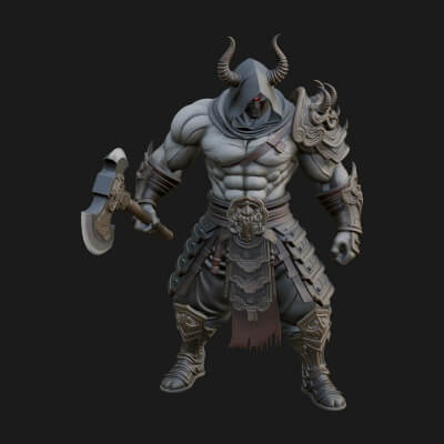 Heavy Armored Brute Statue Design 4 3D Print Model